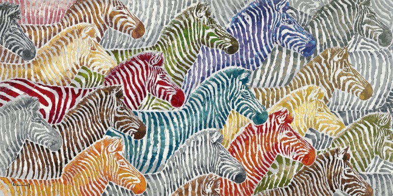 SABODesign, Print&Painting, bunte Zebras, 140 x 70